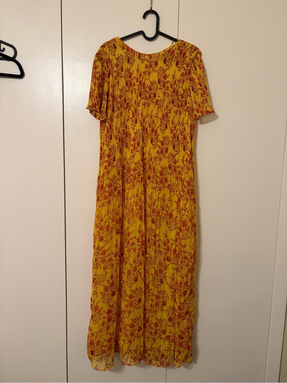 Zara Yellow Maxi Dress with Red Floral Print